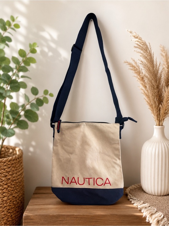 Nautica Handbags - Nautica Bucket Shoulder Bag Natural Indigo Canvas NWT